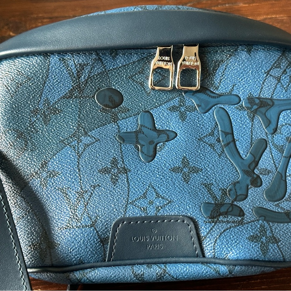 Louis Vuitton Blue Monogram Embossed Leather Shoulder Bag